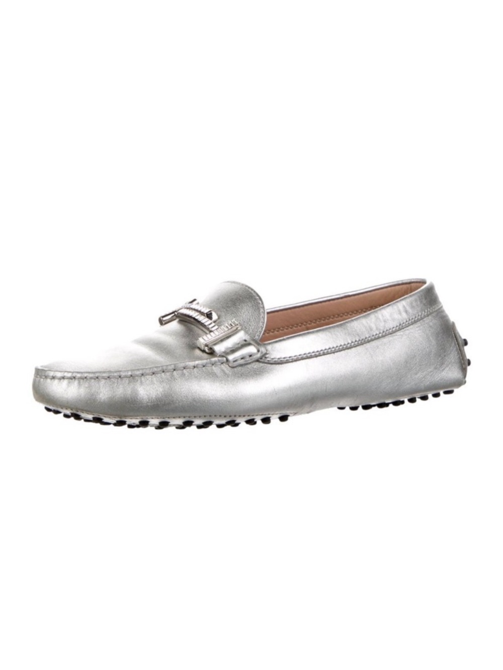 Tod’s Silver Double T Crystal Embellished Gommino Driving Shoes size 39.5 - Picture 2 of 12